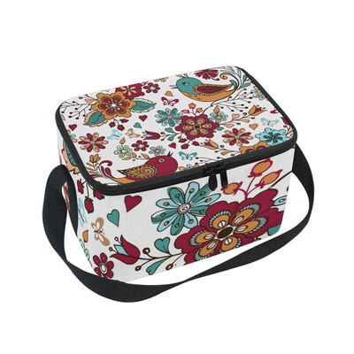 

ALAZA Lunch Box Insulated Retro Flowers Lunch Bag Large Cooler Tote Bag for Men Women