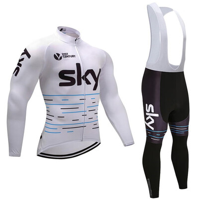 

2018 pro team Sky winter thermal fleece cycling jersey bicycle clothing set ropa ciclismo invierno MTB bike jersey bib pants kit