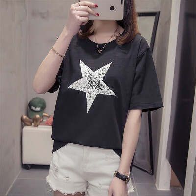 

JOY OF JOY Jingdong Womens 2019 Summer New Womens Loose Joker Short Sleeve T-Shirt Womens Bamboo Cotton JWTD191465 Black 2XL