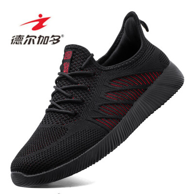 

Delgado hollow breathable lightweight foot strap Korean version of the wild casual sports mens net shoes mens black red 42