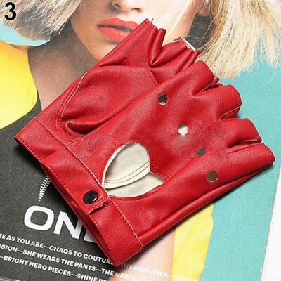 

Pair of gloves women driving biker fingerless mittens dance heart hollow punk motorcycle gloves