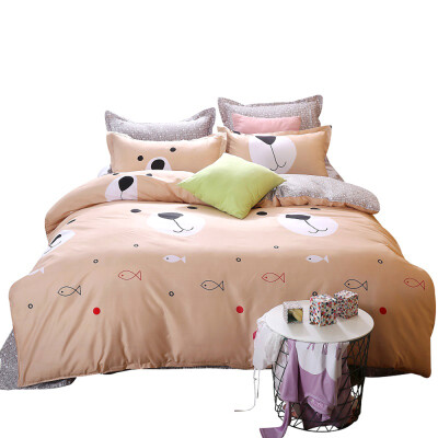 

4PcsSet Home Fashionable Cartoon Bedding Set Simple & Soft Bedclothes Skin-Friendly Pillowcase Duvet Cover Bedsheet