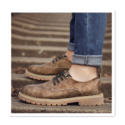 

2018 new autumn single shoes casual scrub big heads shoes mens shoes England soft bottom breathable logging shoes