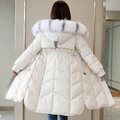 

Mid-length cotton coat slim hooded jacket 90254