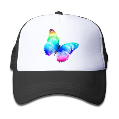 

Oiir Ooiip Butterfly Rainbow Boy-Girl Adjustable Mesh Baseball Cap Kids Trucker Hat