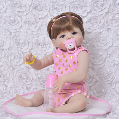 

23 57 cm Wholesale Reborn Girl Doll Full Silicone Body Realistic Baby Doll Toy For Children Birthday Gift Best Playmate
