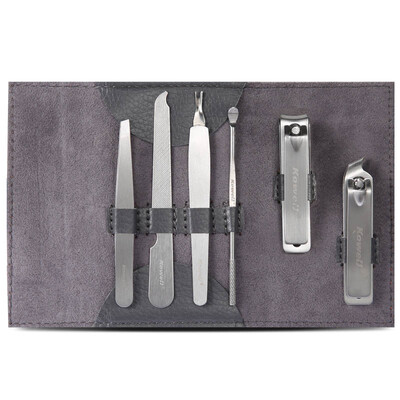 

Korea Kowell Han Kewei stainless steel nail clipper set anti-splash nail scissors personal care repair capacity combination 6 sets of KB602 gray