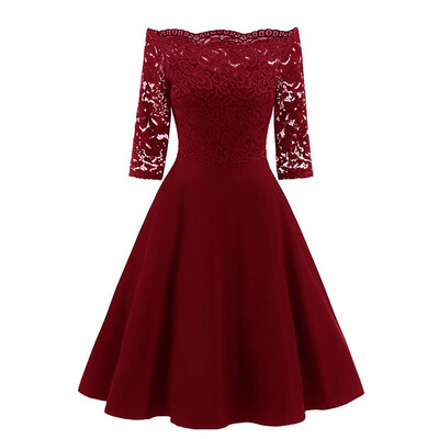 

2019 New Women Dresses Boat Neck Casual Dress Elegant Party Prom Dress Plus Size Party Dresses