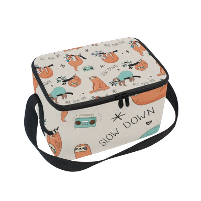 

ALAZA Insulated Lunch Box Radio Sloth Lunch Bag for Men Women Portable Tote Bag Cooler Bag