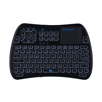 

iPazzPort KP81061 Mini Wireless Keyboard 24G Air Mouse Remote Control with Touchpad LED Backlit Rechargable Li-ion Battery USB ca