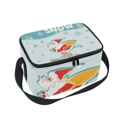 

ALAZA Lunch Box Insulated Lunch Bag Large Cooler Merry Christmas Card Tote Bag