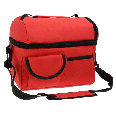 

Large Capacity Insulated Square Lunch Bag Cooler Tote Carry Bags Travel Bento Box with Adjustable Shoulder Strap Red