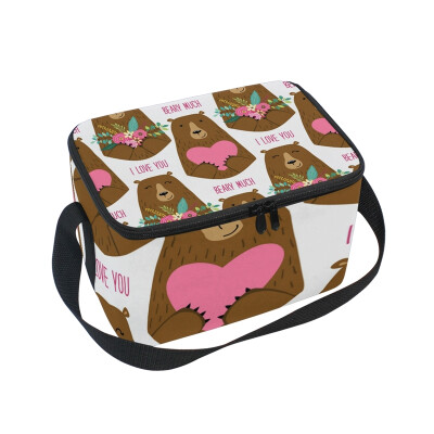 

ALAZA Lunch Box Insulated Lunch Bag Large Cooler Mama Bear And Papa Tote Bag