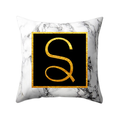 

Modern Pillowcases 4545 Gold Alphabet Word Letter White Marble Pattern Pillow Case Super Soft Throw Sofa Bed Cushion Cover Protec