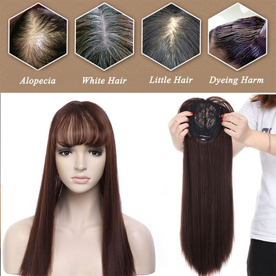 

17inch 3 Clips In Hair Extension long straight hair extension synthetic one piece hair Topper Hair Piece With Bangs