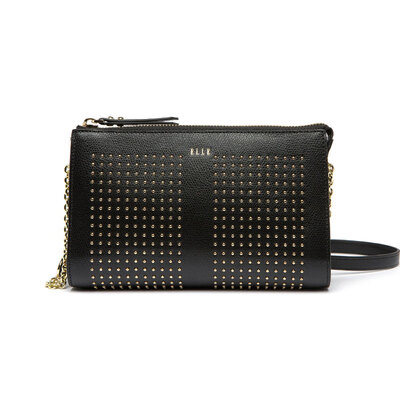 

ELLE fashion cowhide handbag shoulder bag diagonal bag E27F1270818BK black