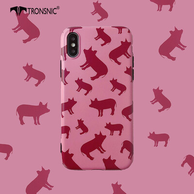 

TRONSNIC Cute Cartoon Pigs Phone Case for iPhone X XS Soft Matte Pink Case Cover Luxury Capa Hot