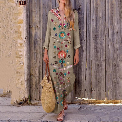 

Ladies V long Printed Dress
