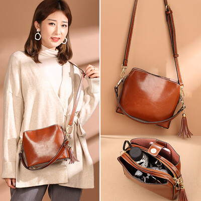

Nalandu Nalandu handbags shoulder bag womens leather bag fashion tassel ladies bag Korean version DB91730-B brown trumpet