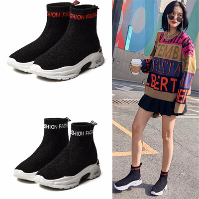 

Women Height Increasing Ankle Boots soft Fabric Slip-On casual shoes Ladies Mujer Sping Snow  Fashion Woman Shoes