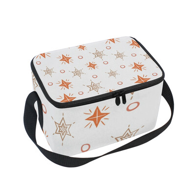 

ALAZA Insulated Lunch Box Red White Stars Lunch Bag for Men Women Portable Tote Bag Cooler Bag