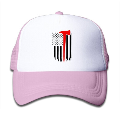 

Thin Red Line Flag Axe Snapback Hat Adjustable Back Mesh Cap For Boy & Girl