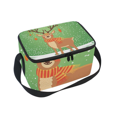 

ALAZA Lunch Box Insulated Lunch Bag Large Cooler Christmas Card With Reindeer Tote Bag