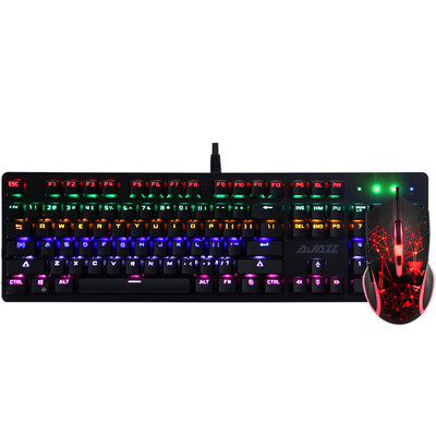 

Black Jue AJAZZ Watcher II mechanical mouse&keyboard set mixed color black tea axis usb wired backlit game eat chicken keyboard&mouse set black mixed color tea shaft