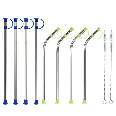 

10pcsset 105" Stainless Steel Straws with Silicone Dust Cover Reusable Stainless Steel Straws Drinking Straw 4 Bent 4 Straight S