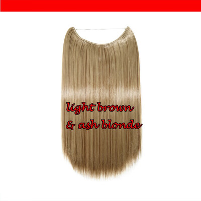 

Miracle Invisible Hidden Wire Hair Extensions 20" Long Ombre Hairpieces Wavy Curly Heat Resistant Synthetic Fiber Translucent