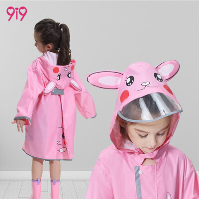 

9i9 long love childrens raincoat boys&girls kindergarten pupils cartoon raincoat hidden backpack poncho net red backpack raincoat 1900040 pink rabbit S