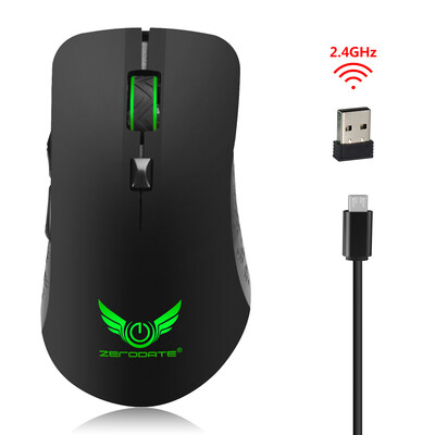

ZERODATE X90 24G 2400 DPI Wireless Portable Mobile Mouse 6-Button Built-in Battery USB Optical Mouse with USB Receiver 4 Adjustab