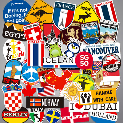

Banzheni suitcase stickers refrigerator motorcycle laptop waterproof stickers guitar skateboard dead fly mainstream logo Europe&the tide brand stickers mainstream tide brand 39 mixed color