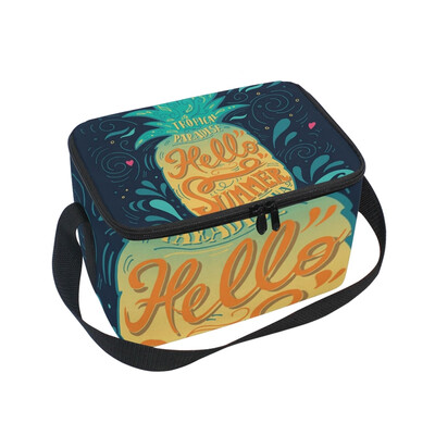 

Lunch Box Insulated Lunch Bag Large Cooler Pineapple Hello Summer Tote Bagfor Kids Men Women
