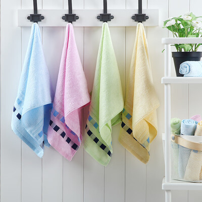 

Bamboo brocade towel bamboo fiber adult absorbent big towel soft absorbent wash towel face towel blue 3476cm
