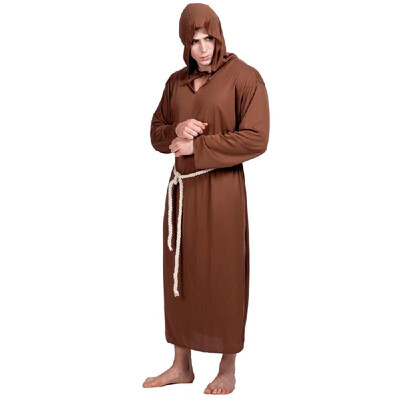 

Men Halloween Medieval Monk Costume Hooded Robe Belt Kit Masquerade Cosplay Party Performance Clothes Props