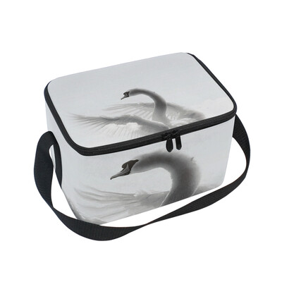 

ALAZA Lunch Box Insulated White Swan Lunch Bag Large Cooler Tote Bagfor Men Women