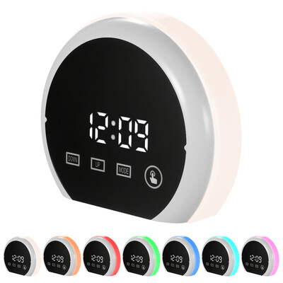 

Digital LED Touch Mirror Temperture Alarm Clock USB & Battery Operated 12H24H °C°F Display RGB Color Light Alarm Clock with Dual