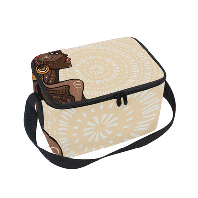 

ALAZA Insulated Lunch Box Tribe Printed Lunch Bag for Men Women Portable Tote Bag Cooler Bag
