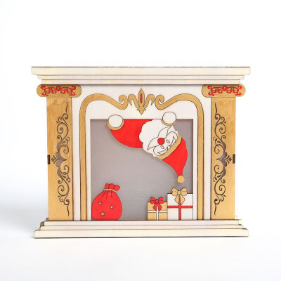 

Christmas decorations glowing fireplace decorations Christmas gifts shop window wooden handicrafts