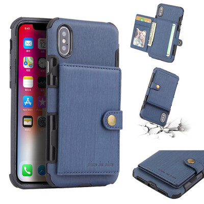 

Anti shock Protection cover for iPhone X Card Slot Phone Case 7 Pocket Luxury Wallet Mobile For iPhone 8 6 6s 7 Plus Shockproof