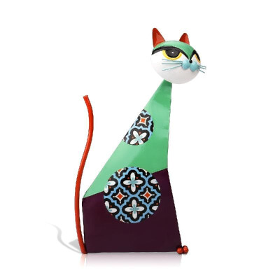 

TOOARTS Fortune Cat Sculpture Green Metal sculptrue Iron sculpture Abstract sculpture Crafting Home furnishing articles Decorati