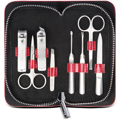 

Korea Kowell Han Kewei stainless steel nail clipper set anti-splash nail scissors personal care repair capacity combination 8 piece set KE803 red