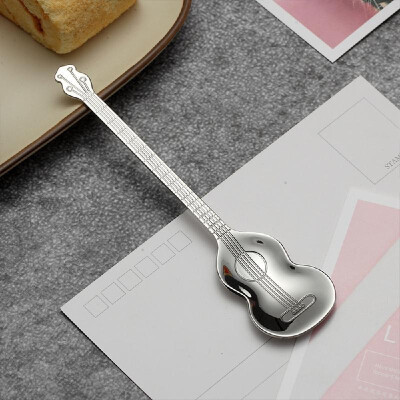 

Creative 304 Stainless Steel Spoon Musical Guitar Pattern Ice Cream Dessert Tea Coffee Party Small Gift Tableware