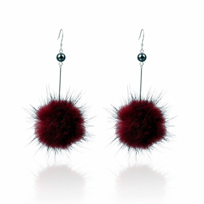 

925 sterling silver lovely bead Wool ball long style are very personality&beautiful earrings specially designed for you