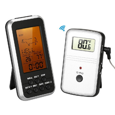 

LCD Digital Food Meat Cooking Thermometer Wireless Grill Pyrometer Temperature Gauge Sensing Probe for Oven BBQ Barbecue Kitchen w