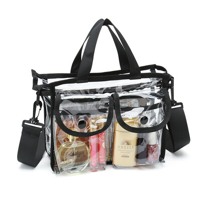 

clear cosmetic bag with detachable shoulder strap
