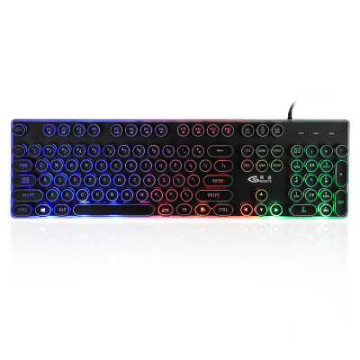 

GESOBYTE G12 retro colorful wired keyboard black punk imitation mechanical feel eating chicken game USB wired keyboard