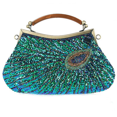 

Vintage Peacock Bead Ladies Handbags Elegant Evening Bag for Women Crossbody Bag for Party Wedding Dating