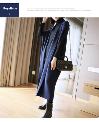 

Autumn&winter knitted cardigan ladies 2018 new large size womens clothing style brand long sleeveless sweater coat
